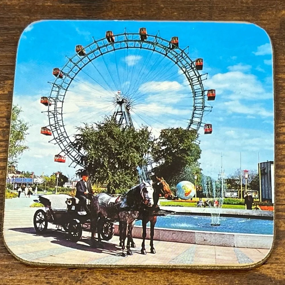 Vintage Wien Modern‎ Coasters Views of Austria Cork Back Set of 6 Original Box